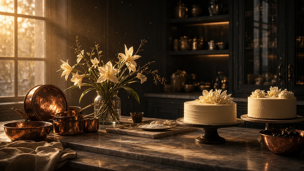 Golden hour bakery counter